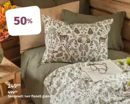 Nille Sengesett Iver flanell grønn tilbud