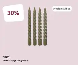 Nille Twist stakelys 4pk grønn te tilbud