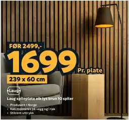 Megaflis Laug spileplate eik lys brun 10 spiler tilbud