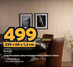 Megaflis Laug finerplate natur hvitpigmentert/lakkert 12mm tilbud