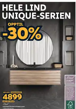 Megaflis Lind Unique 120 baderomsmøbel u/spiel tilbud