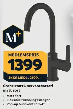 Megaflis Grohe start L servantbatteri matt sort tilbud