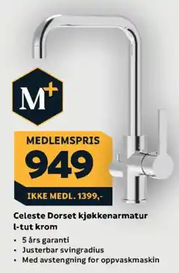Megaflis Celeste Dorset kjøkkenarmatur l-tut krom tilbud