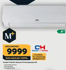 Megaflis Cooper & Hunter Daytona 12 varmepumpe hvit tilbud