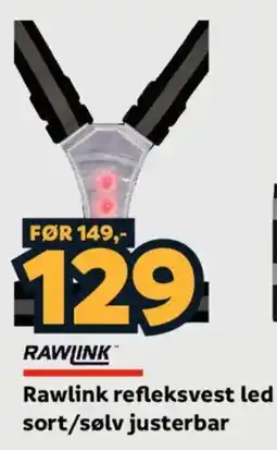 Megaflis Rawlink refleksvest led sort/sølv justerbar tilbud