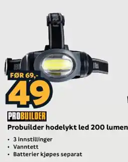 Megaflis Probuilder hodelykt led 200 lumen tilbud