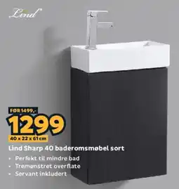 Megaflis Lind Sharp 40 baderomsmøbel sort tilbud