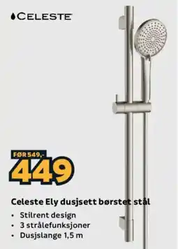 Megaflis Celeste Ely dusjsett børstet stål tilbud