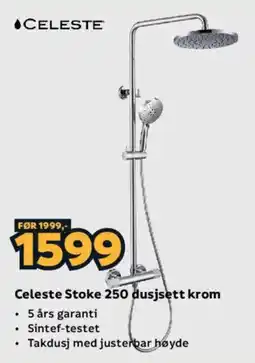Megaflis Celeste Stoke 250 dusjsett krom tilbud