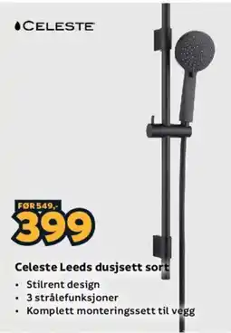 Megaflis Celeste Leeds dusjsett sort tilbud