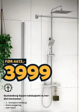 Megaflis Gustavsberg Square takdusjsett tilbud