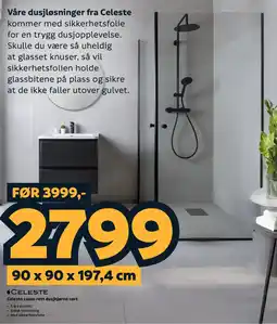 Megaflis Celeste Lucca rett dusjhjørne sort tilbud