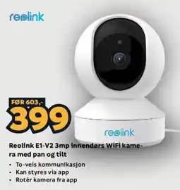 Megaflis Reolink E1-V2 3mp innendørs WiFi kamera tilbud