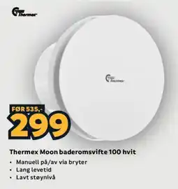 Megaflis Thermex Moon baderomsvifte 100 hvit tilbud