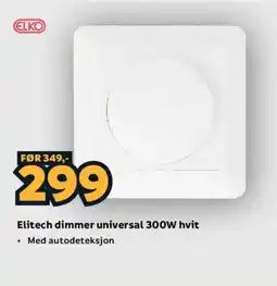Megaflis Elko elitech dimmer universal 300w hvit tilbud
