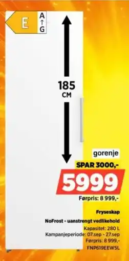 POWER gorenje fryseskap tilbud