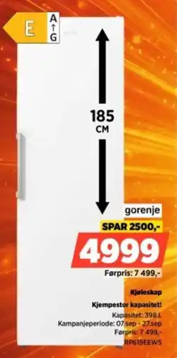 POWER gorenje kjøleskap tilbud