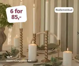 Nille Stearin stakelys h28cm hvit tilbud