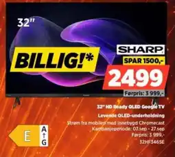 POWER Sharp 32" HD Ready QLED Google TV tilbud