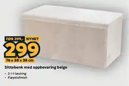 Megaflis Sittebenk med oppbevaring beige tilbud