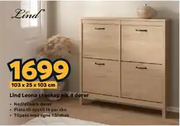 Megaflis Lind Leona skoskap eik 4 dører tilbud