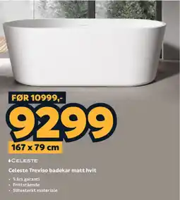 Megaflis Celeste Treviso badekar matt hvit tilbud