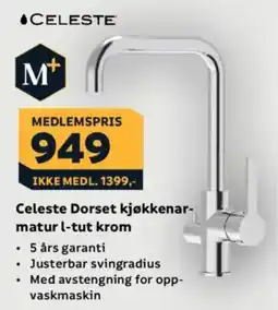 Megaflis Celeste Dorset kjøkkenarmatur l-tut krom tilbud