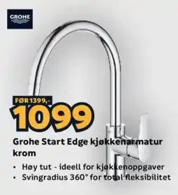 Megaflis Grohe Start Edge kjøkkenarmatur krom tilbud