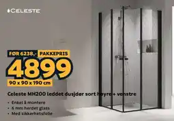 Megaflis Celeste MH200 leddet dusjdør sort høyre + venstre tilbud