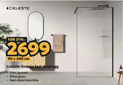 Megaflis Celeste Ondata fast dusjvegg tilbud