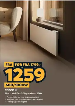 Megaflis Ebeco Wallflex 500 panelovn 230V tilbud