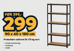 Megaflis Probuilder stålreol 5h 175 kg sort tilbud