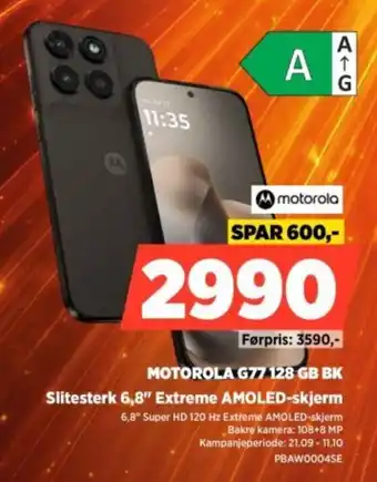POWER Motorola G77 128 GB BK tilbud