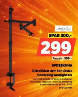 POWER Dacota Platinum Uttrekbar arm for ekstra monteringsmuligheter tilbud