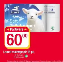 Coop Extra Lambi toalettpapir 16 pk tilbud