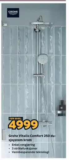 Megaflis Grohe Vitalio Comfort 250 dusjsystem krom tilbud