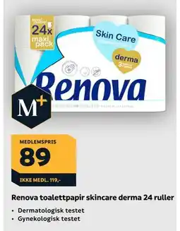 Megaflis Renova toalettpapir skincare derma 24 ruller tilbud