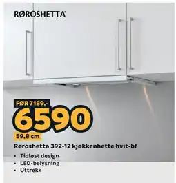 Megaflis Røroshetta 392-12 kjøkkenhette hvit-bf tilbud