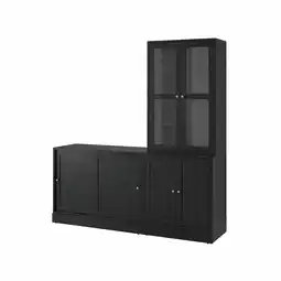 IKEA Havsta Oppbevaring med skyvedører, svart, 202x47x212 cm tilbud