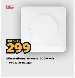 Megaflis Elitech dimmer universal 300W hvit tilbud