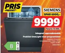 POWER Siemens Integrert oppvaskmaskin tilbud