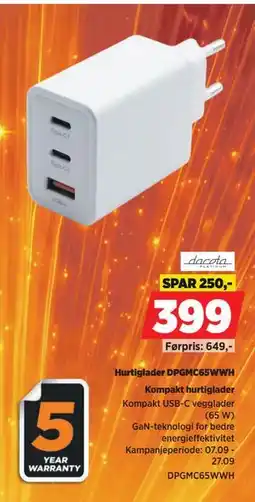 POWER Hurtiglader DPGMC65WWH tilbud