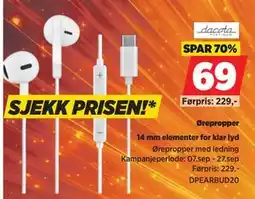 POWER Dacota Ørepropper tilbud