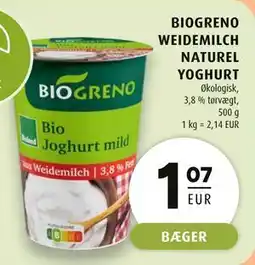 Scandinavian Park BIOGRENO WEIDEMILCH NATUREL YOGHURT, EUR 1.07 tilbud