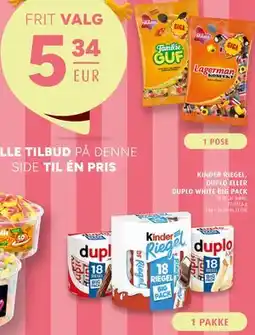Scandinavian Park KINDER RIEGEL, DUPLO ELLER DUPLO WHITE BIG PACK, EUR 5.34 tilbud