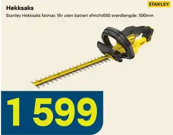Stanley Hekksaks fatmax 18v uten batteri sfmcht650