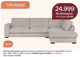Møbelringen Maemo hjørnesofa tilbud