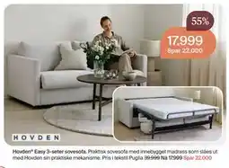 Møbelringen Hovden Easy 3-seter sovesofa tilbud