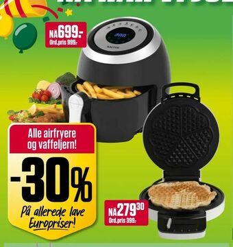 Europris Alle airfryere og vaffeljern! tilbud
