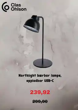 Clas Ohlson Clas Ohlson Northlight bærbar lampe, oppladbar USB-C tilbud